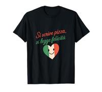 Si scrive pizza si legge felicità Italian Flag Heart Maglietta