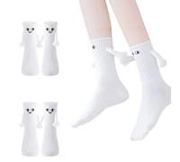 SI SEN 2 Pezzi Calzini Magnetici, Calzini con le Mani, Calzini con Bracci Magnetici, Regali per Fidanzate, Fidanzati, Coppie, Migliori Amici (IT, Numero, 35, 43, 2, Bianco)