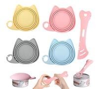 SI SEN 4 Pezzi Tappo per Lattine, tappi per lattine per Animali, con Apri-Scatolette, Universali 65/75/85mm, Riutilizzabile, per Conservazione del Scatolette di Cibo per Gatto/Cani