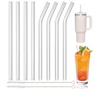 SI SEN Cannucce Riutilizzabili Set di 8, Cannucce Vetro Lunghezza 31 cm, per Stanley Cup 40oz e 30oz, per tè a Bolle, Cocktail, Succhi di Frutta, Slush