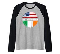 Sì, Sono Entrambi Bandiera Americana e Irlandese Maglia con Maniche Raglan