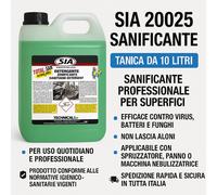 SIA 20025 Sanificante Superfici 10L - Disinfettante Professionale Multiuso Batte