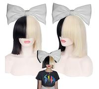Sia Vivo Questo agisce Parrucche Cosplay diritte corte per donne Parrucca per capelli sintetici per metà femminile e metà biondi e per metà sintetici e bowknot