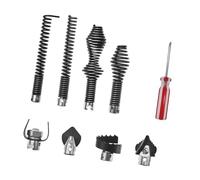SiaBiced 10 Pezzi Testa Combinata Scovolino per Tubature Smontabile Testa Drenante a Spirale Accessori per Macchina Pulizia Tubazioni in Acciaio Robusto Adatto, Set Da 9