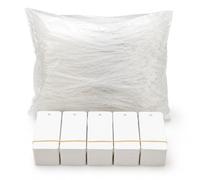 SiaBiced 1000 Etichette di Carta Bianche con Foro, Cartellini da Appendere Scrivibili e Perforati per Regali e Bomboniere, 3X5cm carta bianca vuota 1000 fogli + 1 confezione di cordino in plastica