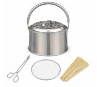SiaBiced Barbecue portatile, mini barbecue a da esterno, braciere da esterno in metallo, per campeggio e picnic, Forno portatile per barbecue 27# + spiedini + pinza per carbone + griglia, 27 cm