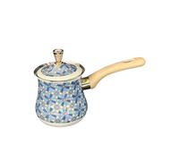 SiaBiced Caffettiera turca, pentola con coperchio e beccuccio versatore, scaldaburro, pentola per il riscaldamento del latte, resistente, facile da pulire, per, Modello Blu, 550ml