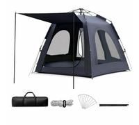 SiaBiced Campeggio Automatica Apertura, Tessuto oxford, protezione solare, isolamento termico, impermeabile 1000-1500mm, tutte stagioni, per, Nero, Tenda + Tappetino antiumidità, Nero