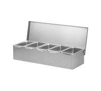 SiaBiced Contenitore per Spezie in Acciaio Inossidabile, Distributore di Spezie, Barattolo di Stoccaggio con Coperchio E Scomparti Rimovibili per Cucina, 5 Griglie