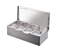 SiaBiced Contenitore per Spezie in Acciaio Inossidabile, Distributore di Spezie, Barattolo di Stoccaggio con Coperchio E Scomparti Rimovibili per Cucina, 4 Griglie