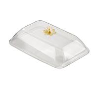 SiaBiced Copertura per Alimenti, Cupola per Alimenti con Manico, Supporto per Torta Rettangolare per Ciambelle, Formaggio, Dessert, M Clear