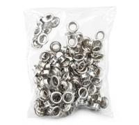 SiaBiced Kit per Tende da Sole, Manuale, Meccanismo a pressione, Accessori per tende, Decorazioni interne, Confezione in sacchetto da 100 pezzi di occhielli in ferro da 6 mm con guarnizioni