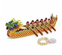 SiaBiced Puzzle Drago Barca con LED, Kit di Costruzione Artigianale per Appassionati, Barca drago grande in carta galleggiante + luce LED