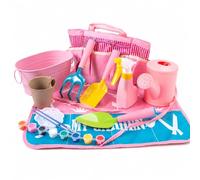 SiaBiced Set Attrezzi Giardinaggio Bambini Completo con Guanti, Giocattoli da Giardino e Giochi Spiaggia per Piccoli Esploratori, Set completo rosa