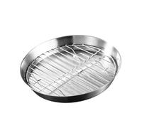 SiaBiced Set di Teglia Rotonda E Griglia per Forno, Leccarda per Raccogliere L'olio, per Arrostire, Friggere, Cuocere, Verdure E Pesce, 24 Cm
