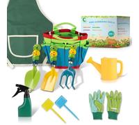 SiaBiced Set Giardinaggio Bambini a Bruco, Attrezzi da Giardinaggio, Giocattoli da Giardino e Giochi da Esterno con Guanti per 3+ Anni, 9 pezzi