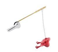 SiaBiced Set Leva di Scarico WC con Leva Laterale Universale, Pezzo di Ricambio con Maniglia in Ottone, Catena Regolabile E Deflettore in Gomma, Facile Install, Argento