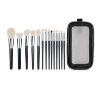 SiaBiced Set Pennelli Make Up Professionali 14 Pezzi con Manico in Legno, Pennello Fondotinta e Trucco Occhi, Set di 14 pennelli da trucco con borsa a mano nera