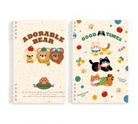 SiaBiced Set Quaderni Mobili Animali, carta e plastica, copertina morbida, pagine a righe, per studenti, appunti, scrittura, per bambini, style to 4