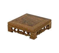 SiaBiced Supporto Espositivo in Legno con Base Quadrata, Vassoio a Piedistallo, Supporto per Piante, Portavaso, Supporto per Bonsai, Realizzato in Legno Antica, 14cmx14cmx3.8cm