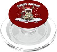 Siamese Cat Christmas Lights Merry Catmas Gatto Babbo Natale Cappello PopSockets PopGrip per MagSafe