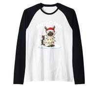 Siamese Cat Christmas Lights Merry Catmas Renna Cappello di Babbo Natale Maglia con Maniche Raglan