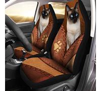 Siamese Cat Siamese Cat & Leather Pattern Cat Paw Coprisedile Set of 2 Retro Coprisedili Anteriori Antimacchia Posti Seat Cover per Accessori SUV Veicolo