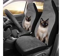 Siamese Cat Siamese Cat with Grey Background Coprisedili Auto Set of 2 Confortevole Coprisedili Anteriori Retro Seat Cover per SUV Accessori Veicolo