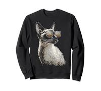 Siamese Cute Cat Face Occhiali da Sole Motivo Illustrazione Opera d'Arte Felpa