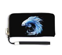 Siamese Fighting Betta Fish Portafoglio da donna in pelle lunga con porta carte di credito, Stile:, 20.0*10.5cm