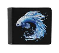 Siamese Fighting Betta Fish Portafoglio da uomo a due ante sottile porta carte di credito in pelle, Stile:, Taglia unica