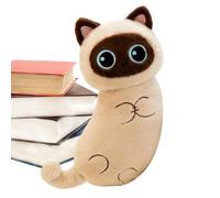 Siamesische Katze Plüschtier - Realistisches Kuscheltier Aus PP-Baumwolle | Weiche Stoffpuppe Für Kinder & Erwachsene | Dekorative Siamkatze Für Schlafzimmer Wohnzimmer, Niedliches Katzengeschenk