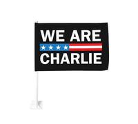 Siamo l'eroe delle bandiere per auto Charlie Kirk Bandiere Charlie Kirk 12x18 Bandiere con stampa bifacciale per auto e sport all'aria aperta
