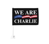 Siamo l'eroe delle bandiere per auto Charlie Kirk Bandiere Charlie Kirk 12x18 Bandiere con stampa bifacciale per auto
