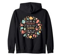 Siamo Tutti Diversi ma in Questa Scuola nuotiamo Tutti Insieme Felpa con Cappuccio