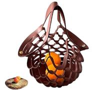 SIAMZYWV Borsa tote pieghevole in pelle fatta a mano, borsa a rete 2 in 1 borsa per la spesa piatta ripiegabile per le donne, A3, Taglia unica