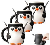 SIAMZYWV Simpatico contenitore per gelato a forma di pinguino, con stampa 3D di ciottoli The Penguin, contenitori per gelato con manico antigelo (3 pezzi)