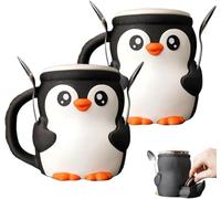 SIAMZYWV Simpatico contenitore per gelato a forma di pinguino, con stampa 3D di ciottoli The Penguin, contenitori per gelato con manico antigelo (2 pezzi)