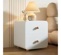 SIAMZYWV Tavolino da divano, tavolino con 2 cassetti, gambe in legno, comodino in legno rivestito in pelle per soggiorno, camera da letto (beige)
