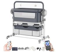 Sianldcone Elettrico Bluetooth Intelligente Culla Neonato Next to Me, Multifunzionale Lettino Neonato, Altezza Regolabile Culla Neonatos Fianco Letto (608 Grey)