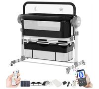 Sianldcone Elettrico Bluetooth Intelligente Culla Neonato Next to Me, Multifunzionale Lettino Neonato, Altezza Regolabile Culla Neonatos Fianco Letto (608 Black)