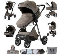 Sianldcone Passeggino 3 in 1 Trio Neonati, Tessuti di Alta Qualità Carrozzina per Neonato, Spinta Bidirezionale Passeggino Reversibile, Visione Aperta Passeggini Trolley (YV9 Chocolate)