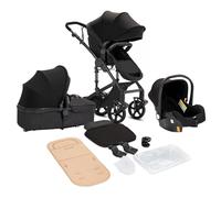 Sianldcone Passeggino 3 in 1 Trio Neonati, Tessuti di Alta Qualità Carrozzina per Neonato, Spinta Bidirezionale Passeggino Reversibile, Visione Aperta Passeggino Trolley (588 Black)