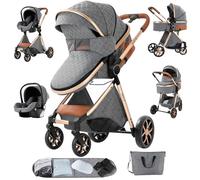 Sianldcone Passeggino 3 in 1 Trio Neonati, Tessuti di Alta Qualità Carrozzina per Neonato, Spinta Bidirezionale Passeggino Reversibile, Visione Aperta Passeggino Trolley (V9 Grey)