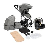 Sianldcone Passeggino 3 in 1 Trio Neonati, Tessuti di Alta Qualità Carrozzina per Neonato, Visione Aperta Passegginos Trolley, Spinta Bidirezionale Passeggino Reversibile (588 Grey)