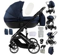 Sianldcone Passeggino 4 in 1 Trio Neonati, Tessuti di Alta Qualità Carrozzina per Neonato, Spinta Bidirezionale Passeggino Reversibile, Visione Aperta Passeggini Trolley (688 Blue)