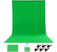 SIAZIH Green Screen Photo Background 1,8 x 2,8 m, Foldable Green Screen Rollup Fabric Photo Background, Green Background Made of Cotton Polyester Mix with 6 Background Clip(Peso approssimativo: 700 g)
