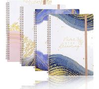 SIAZIH Quaderno Appunti con 70gsm Carta, Elegante Quaderno Spirale A4 in Rosa Dorato con Copertina Dallo Stile Artistico in Rilievo, Quaderni Anelli con Fascia Elastica, Set Pratico per Studenti