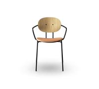 Sibast Furniture Piet Hein Sedia da Pranzo Nero con Braccioli in Legno di Quercia e Pelle Cognac