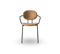 Sibast Furniture Piet Hein Sedia da Pranzo Nero con Braccioli in Pelle Cognac